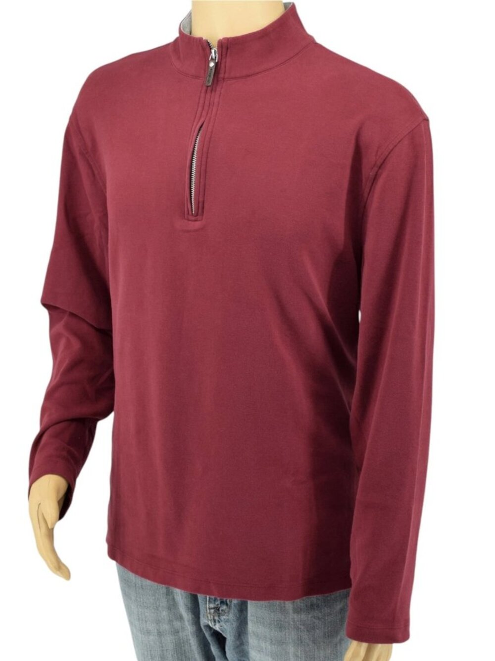 UNTUCKit Santangelo 2XL Red Mahogany - Quarter Zip Cotton Pullover